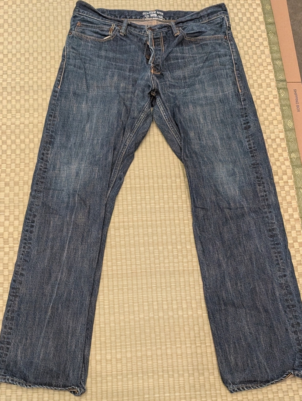 Gilded Age Distressed Denim Jeans Straight Fit Men's Size 34 x 34 Made in USA
